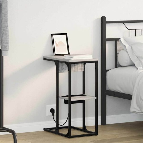 vidaXL Nachttisch Graues Sonoma 41,5 x 26 x 60,5 cm Holzwerkstoff