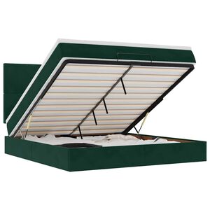 vidaXL Ottoman-Bett mit Matratzen & LEDs Dunkelgr&uuml;n 180x200 cm Samt