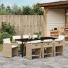 vidaXL Garten Essgruppe mit Kissen 9 pcs Beige Poly-Rattan