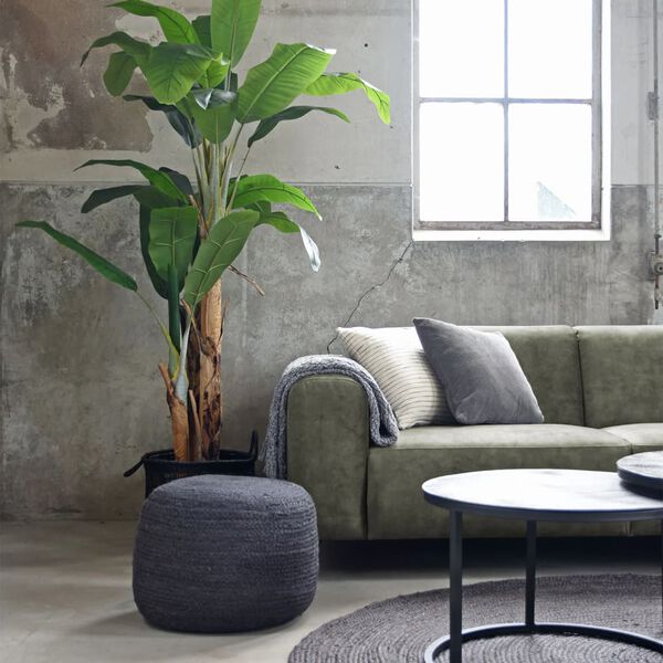 LABEL51 Teppich Jute Rund 150x150 cm XL Anthrazit