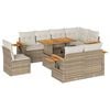 vidaXL 9-tlg. Garten-Sofagarnitur mit Kissen Beige Poly Rattan Akazie
