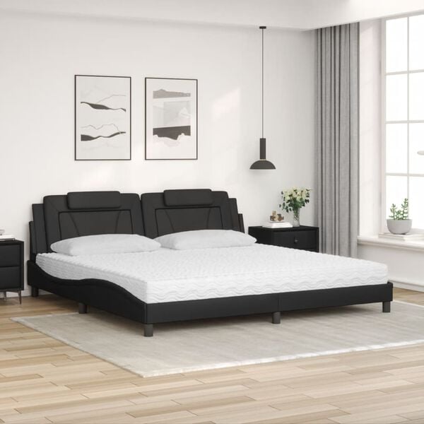 vidaXL Bett "Viana" mit Matratze Schwarz 200x200 cm Kunstleder
