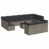 vidaXL 14-tlg. Garten-Sofagarnitur mit Kissen Grau Poly Rattan