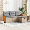 vidaXL 4-tlg. Garten-Sofagarnitur mit Kissen Beige Poly Rattan