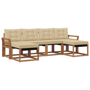 vidaXL Outdoor-Sofagarnitur mit Kissen 6 pcs Natur und Beige