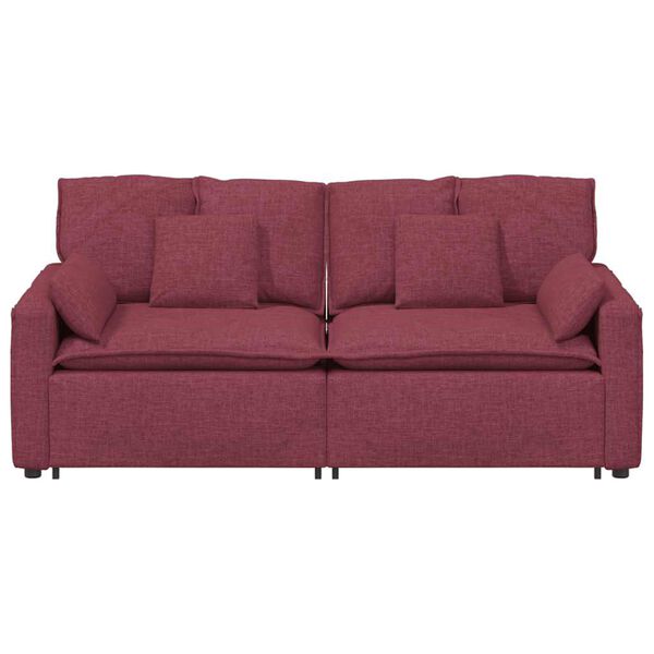 vidaXL Modulares Sofa mit Kissen Weinrot