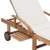 vidaXL Sonnenliegen mit Auflagen 2 Stk. Massivholz Teak Creme