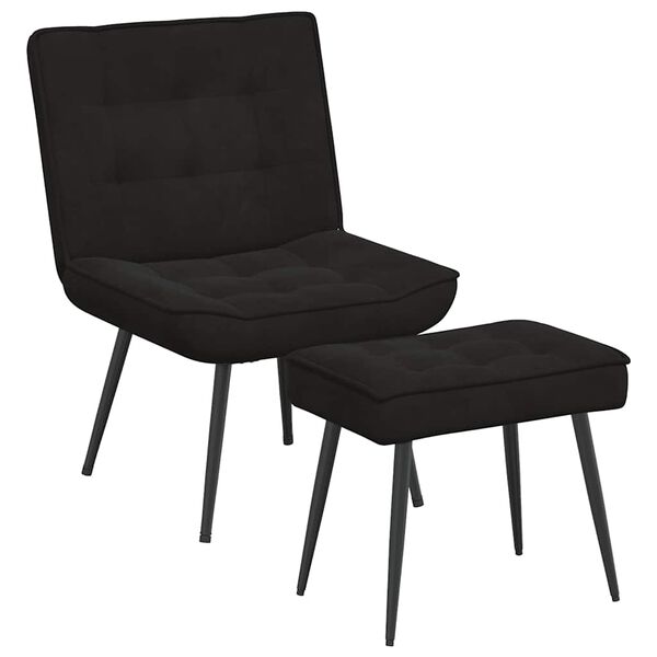 vidaXL Relaxsessel mit Hocker Schwarz Samt
