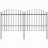vidaXL Gartenzaun mit Speerspitze Stahl 359 x 175 cm Schwarz