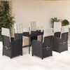vidaXL 7-tlg. Garten-Essgruppe mit Kissen Schwarz Poly Rattan