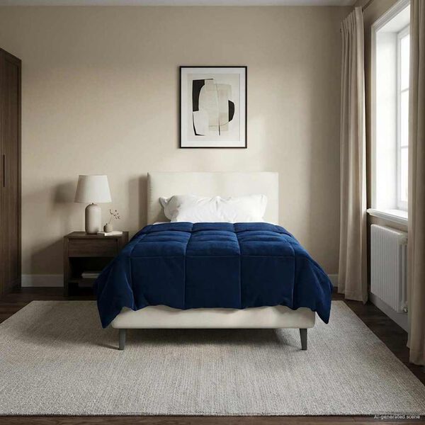 vidaXL Ganzjahresbettdecke Dunkelblau 155 x 200 cm Mikrofaser