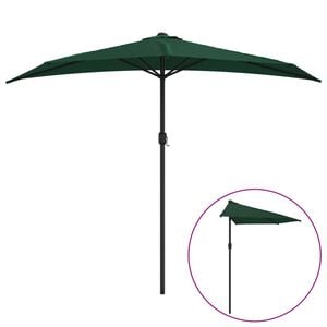 vidaXL Balkon-Sonnenschirm mit Alu-Mast Gr&uuml;n 270x144 cm Halbrund