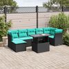 vidaXL 8-teiliges Gartensofa-Set mit Kissen, schwarzes Polyrattan