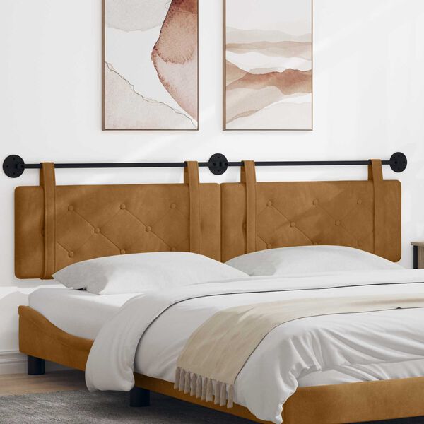 vidaXL H&auml;ngevorderseite Wandmontiert Braun 210 x 55 x 5 cm Samt