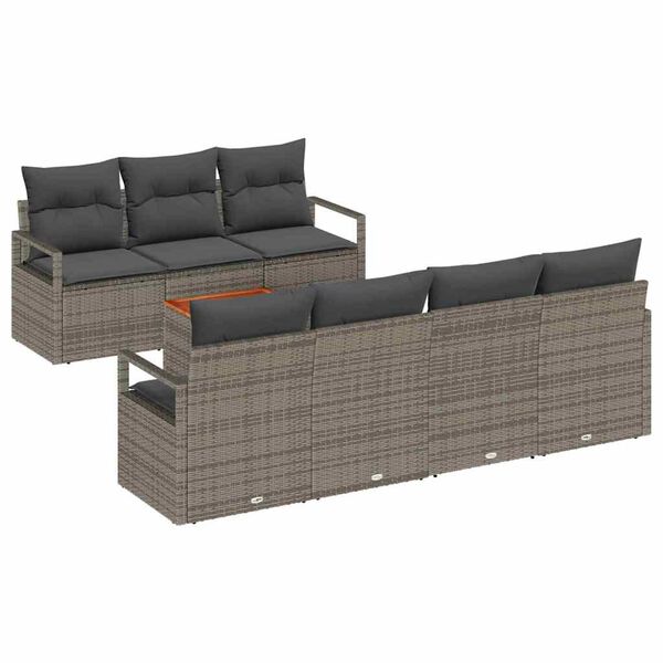 vidaXL Gartensofa-set mit Speicher 8 pcs Grau Poly-Rattan