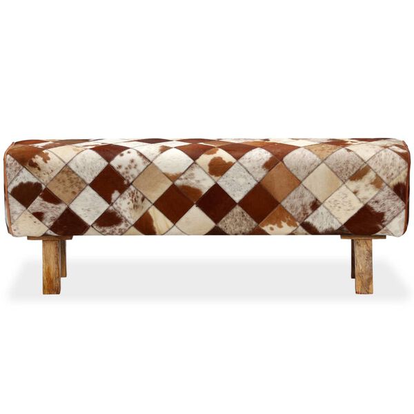 vidaXL Sitzbank Kuhfell Echtleder Rautenprofil