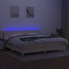 vidaXL Boxspringbett mit Matratze & LED Creme 200x200 cm Stoff