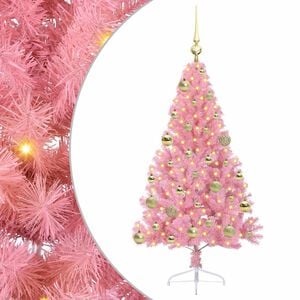 vidaXL K&uuml;nstlicher vorbeleuchteter Weihnachtsbaum Rosa 120 cm PVC