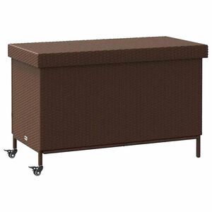 vidaXL Gartentruhe mit Rollen Braun 110x55x73 cm Poly Rattan