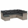 vidaXL 7-tlg. Garten-Sofagarnitur mit Kissen Hellgrau Poly Rattan