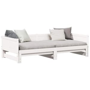 vidaXL Ausziehbares Tagesbett Wei&szlig; 203,5 x 184 x 56,5 cm