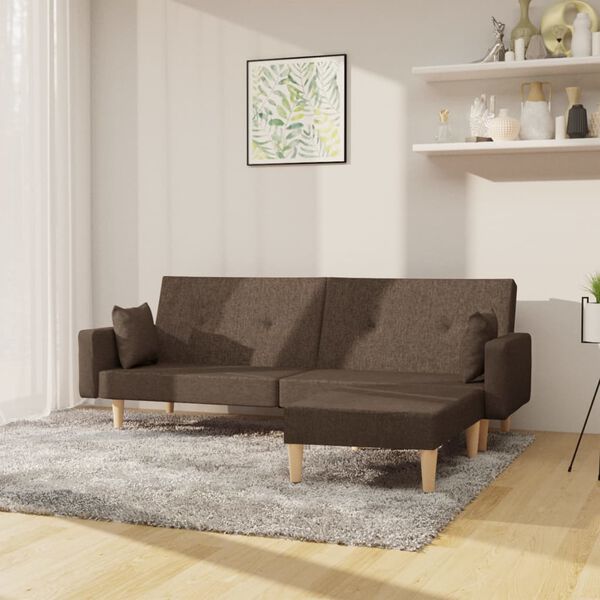 vidaXL Schlafsofa 2-Sitzer mit Fu&szlig;hocker Taupe Stoff