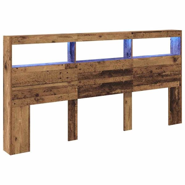 vidaXL Kopfteil mit Regal Altholz 200 x 17 x 102 cm Holzwerkstoff