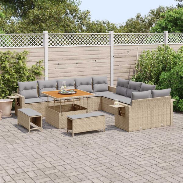vidaXL Gartensofa-set 13 pcs Beige Poly-Rattan