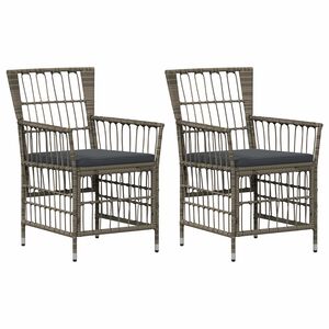 vidaXL Gartenst&uuml;hle 2 stk. Grau PE Rattan, Stahl und Polyesterstoff