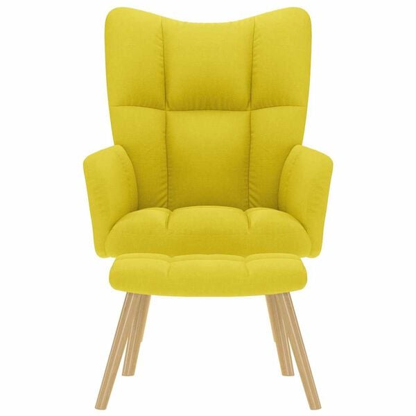 vidaXL Relaxsessel mit Hocker Hellgelber Stoff
