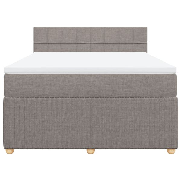 vidaXL Boxspringbett mit Matratze Taupe 140x190 cm Stoff