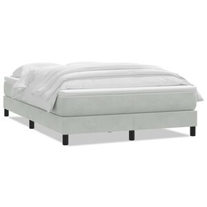 vidaXL Boxspringbett mit Matratze Hellgrau 160x210 cm Samt