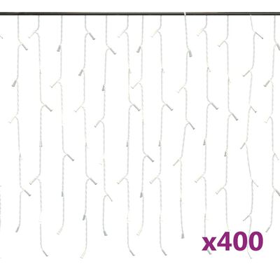 vidaXL Lichtervorhang LED Eiszapfen 10 m 400 LED Warmweiß 8 Funktionen