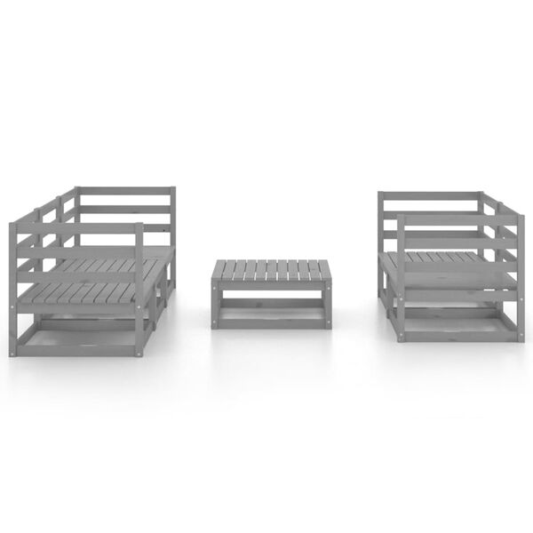 vidaXL 6-tlg. Garten-Lounge-Set Grau Massivholz Kiefer
