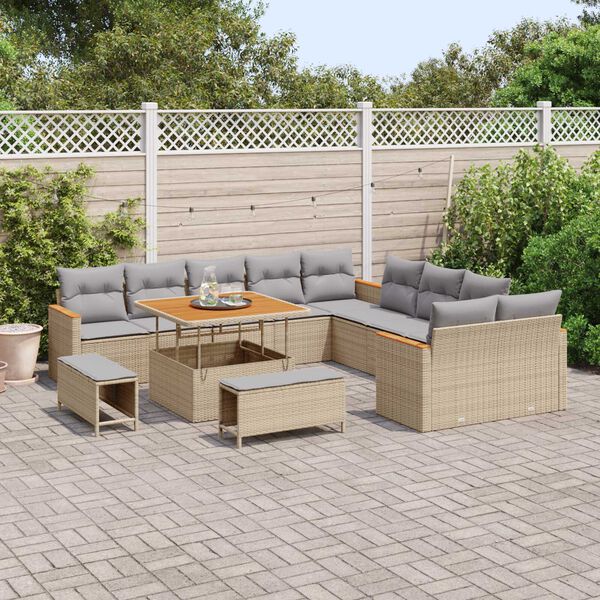 vidaXL Gartensofa-set 13 pcs Beige Poly-Rattan
