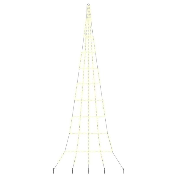 vidaXL LED Weihnachtsbaum mit Erdspießen Warmes Weiß 500 cm Metall