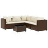 vidaXL 6-tlg. Garten-Lounge-Set mit Kissen Braun Poly Rattan