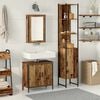 vidaXL Badezimmerm&ouml;bel-Set mit Regal mit T&uuml;r 3 pcs Braun Holzwerkstoff