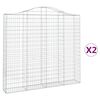 vidaXL Gabionen mit Hochbogen 2 Stk. 200x30x180/200cm Verzinktes Eisen