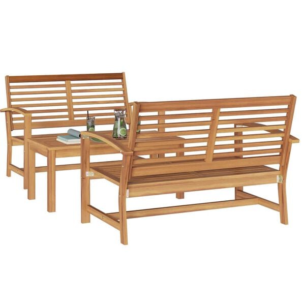 vidaXL Garten-Sofa-Set Natur Teak-Massivholz