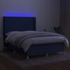 vidaXL Boxspringbett mit Matratze & LED Blau 140x190 cm Stoff