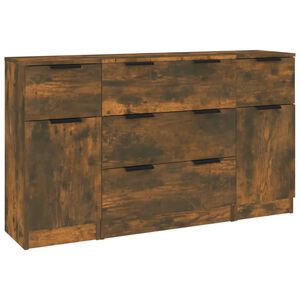 vidaXL 3-tlg. Sideboard-Set R&auml;uchereiche Holzwerkstoff