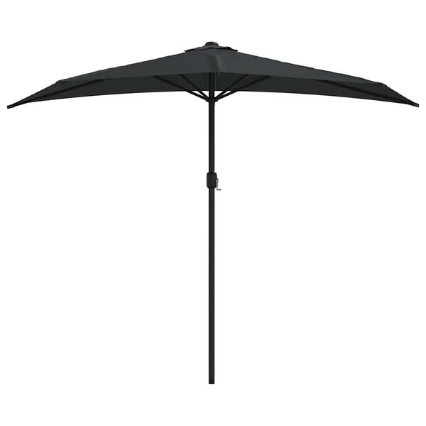 vidaXL Balkon-Sonnenschirm Alu-Mast Schwarz 270x144x222cm Halbrund