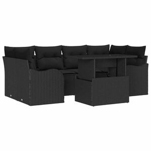 vidaXL Gartensofa-set mit Kissen 7 pcs Schwarz Poly-Rattan