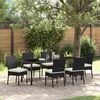vidaXL Garten Essgruppe 7 pcs Schwarz Pulverbeschichteter Stahl
