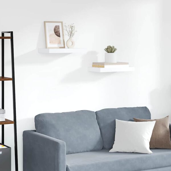 vidaXL Schweberegale 2 Stk. Wei&szlig; 40x23x3,8 cm MDF