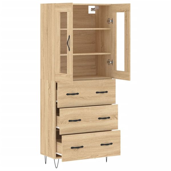 vidaXL Highboard Sonoma-Eiche 69,5x34x180 cm Holzwerkstoff