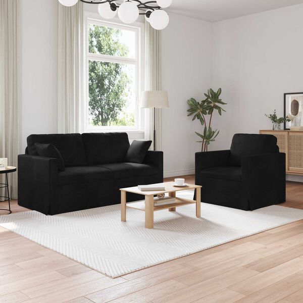 vidaXL Sofa 2 pcs Schwarz 158 x 78 x 80 cm Samt