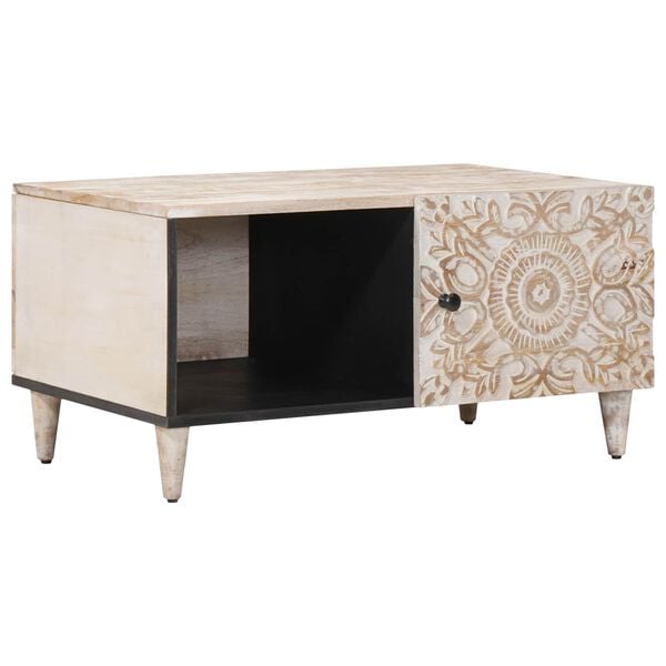 vidaXL Couchtisch Wei&szlig; 80 x 50 x 40 cm Massivholz Mango