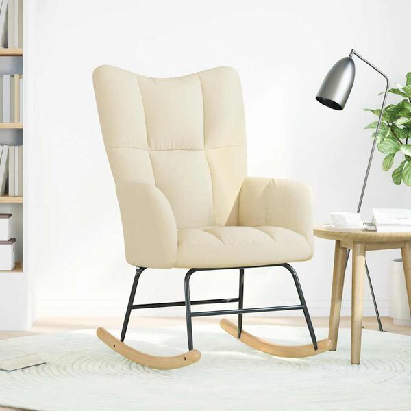 vidaXL Schaukelstuhl Creme Stoff